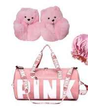 Load image into Gallery viewer, Pink Overnight Bag W/ Bear Slippers Kinky-Lady Lt Pink 
